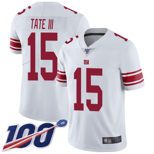 Men New York Giants 15 Golden Tate III White Vapor Untouchable Limited Player 100th Season Football NFL Jersey